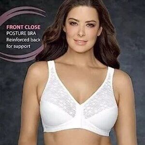 Exquisite Form 40B White Fully Front Closing Support Posture Bra W/ Lace 5100565